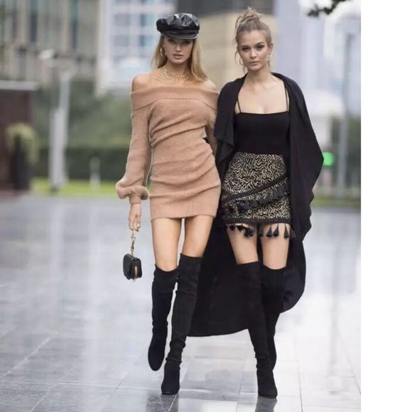 🆕 STUART WEITZMAN black suede hiline OTK boots - Picture 8 of 8